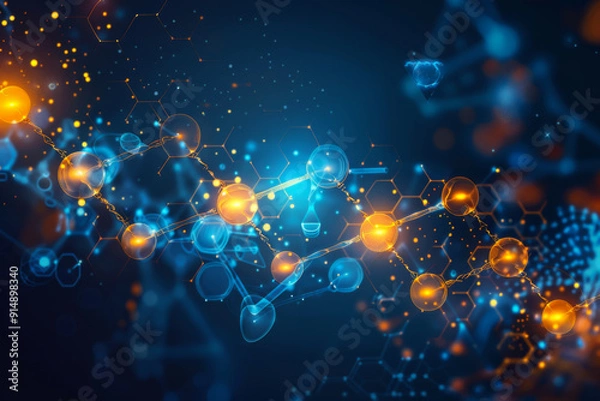 Fototapeta Molecular structure background. Abstract background with molecule DNA. Medical, science and technology concepts