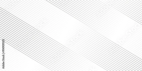 Obraz Abstract thin parallel wave diagonal gray gradient line. vector slope blend striped on white background. Geometric Diagonal, oblique, slanting lines, stripes web line texture background.