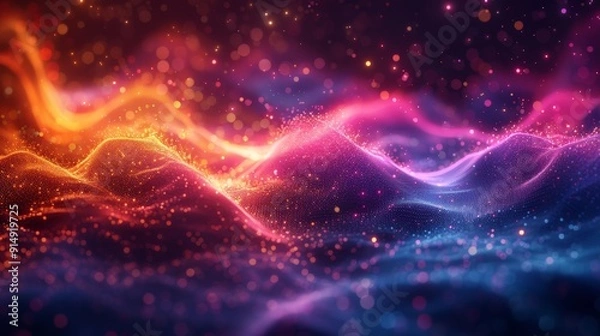 Fototapeta A chaotic abstract background with splashes of bright neon colors and dynamic movement 