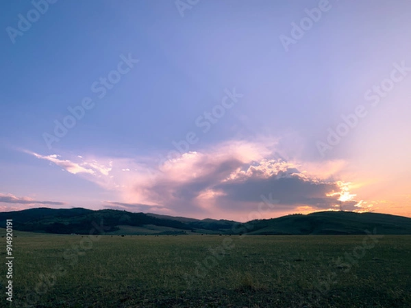 Obraz sunset over the mountains