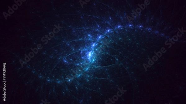 Fototapeta 3D manual rendering abstract blue fractal light background. Its not AI Generatd illustration.