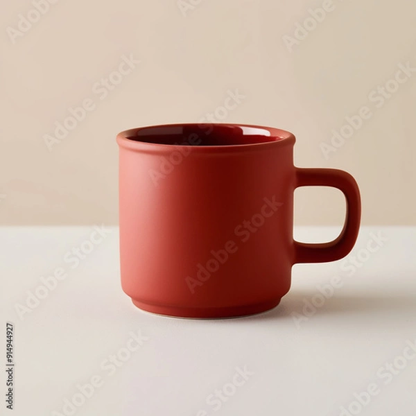 Fototapeta red cup of coffee on the table