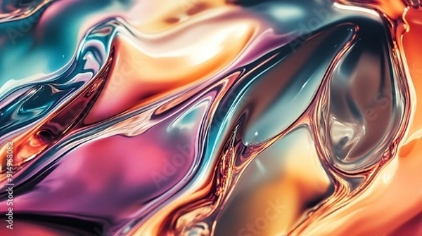 Fototapeta Abstract Liquid Swirls of Orange, Blue, and Purple