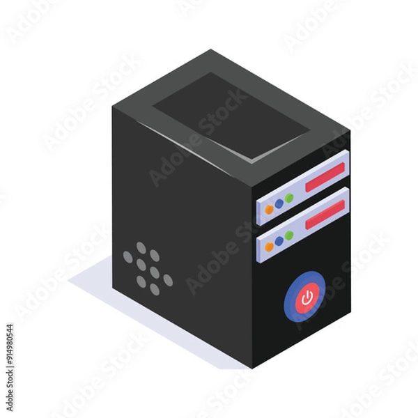 Fototapeta Data storage isometric icon, database, datacenter vector design