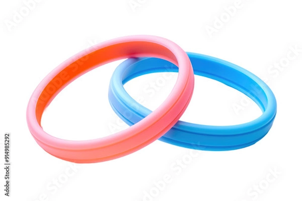 Fototapeta Colorful Silicone Bracelets Embracing Friendship and Playfulness on a Bright Surface on Transparent PNG Background.
