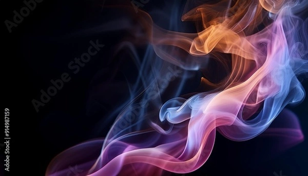 Fototapeta Abstract colorful smoke patterns flowing gracefully against a dark background creating a mesmerizing visual effect