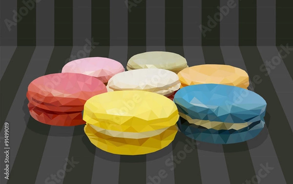 Fototapeta geometric macaroons vector in dark pattern perspective background