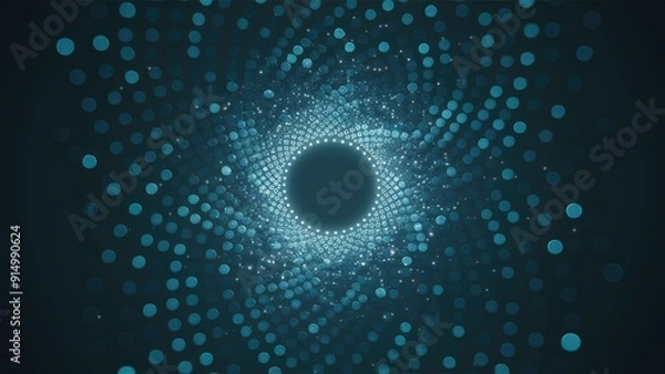 Obraz Gradient dots transitioning from light to dark blue create a sense of depth and dimensionality forming an interconnected web of luminous nodes on a dark blue backdrop