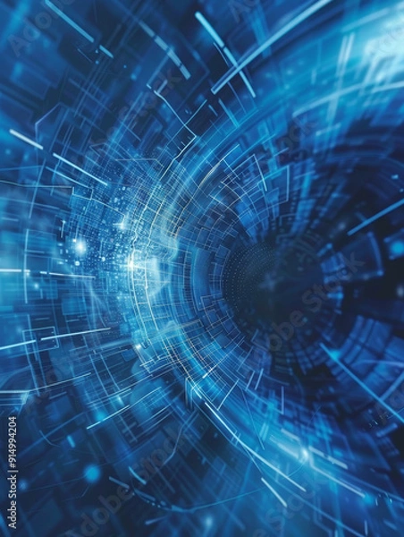 Obraz Futuristic Blue Technology Abstract Background with Digital Elements