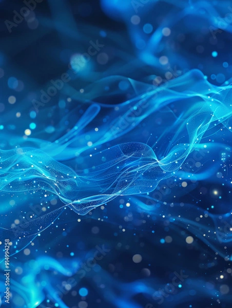Obraz Ethereal Blue Abstract Background with Flowing Digital Waves