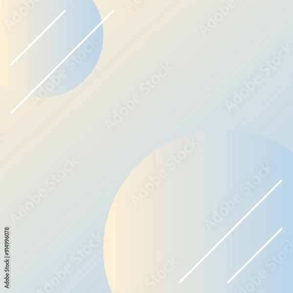 Fototapeta Abstract gradient square background for social media. Minimalistic background in beige and blue gradient with volumetric balls and decorative white lines. Modern vector background for design.