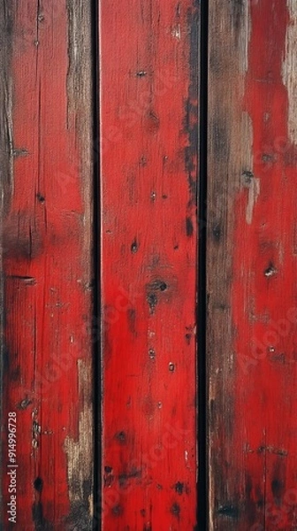 Fototapeta Close-up of rustic red wooden planks