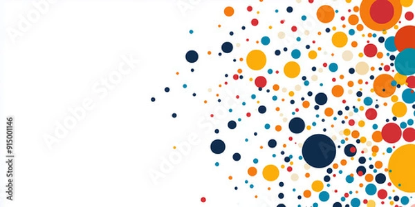 Fototapeta vector abstract background with colorful circles, dots, white space on the right side, vector illustration white background.