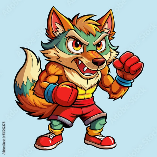 Obraz wolf boxinng fighter mascot