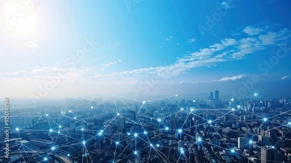 Obraz Cityscape with Network Connections