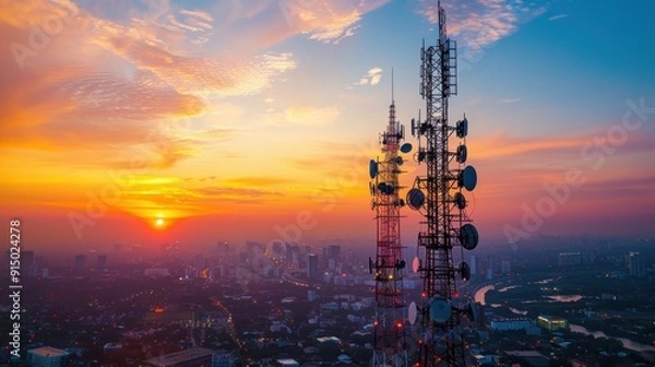 Fototapeta RAN (Radio Access Network): The part of a telecom system that facilitates radio-based connections between mobile devices and the broader network infrastructure.
