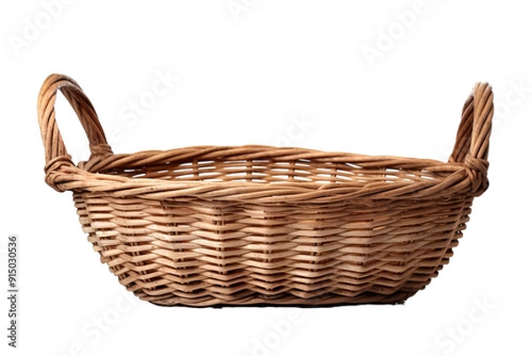 Obraz Handcrafted Wicker Basket Perfect for Berry Picking on a Sunny Afternoon in the Countryside on Transparent PNG Background..
