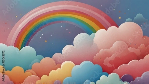 Fototapeta background colorful pastel clouds and rainbow generate ai 
