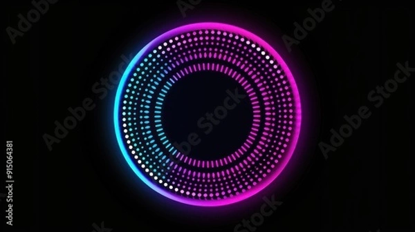 Fototapeta Abstract Neon Circle with a Dotted Pattern