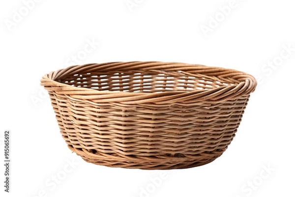 Fototapeta Crafted From Natural Materials A Handwoven Wicker Basket Sitting On A Simple Background on Transparent PNG Background..