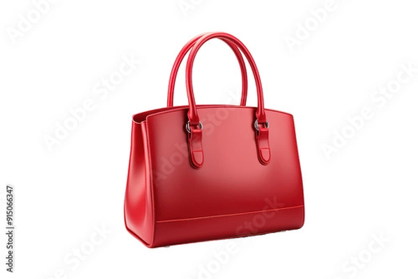 Fototapeta Vibrant Red Handbag on Display in a Bright Studio During Early Afternoon Light on Transparent PNG Background..