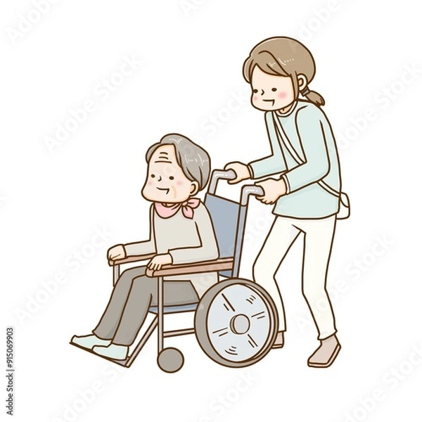 Fototapeta 車椅子を押す女性