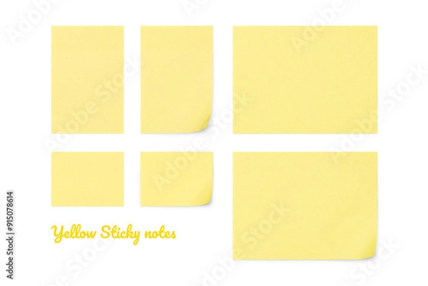 Fototapeta Yellow Sticky notes set with shadows.