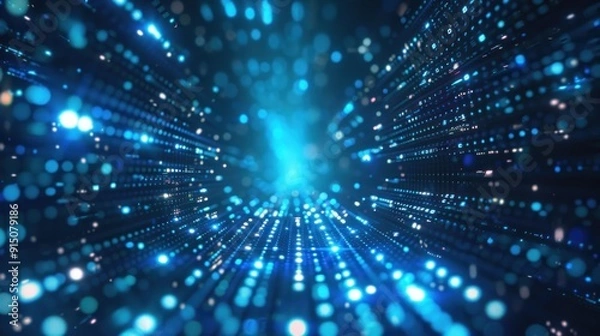 Obraz Abstract Blue Digital Tunnel