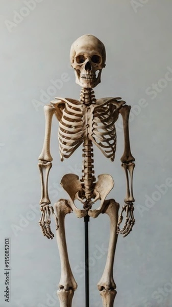 Fototapeta 3D Skeleton and Skull Isolated on Black and White Backgrounds