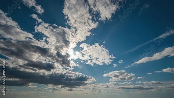 Fototapeta A fitting name for this image could be Bright Summer Sky with Fluffy Clouds