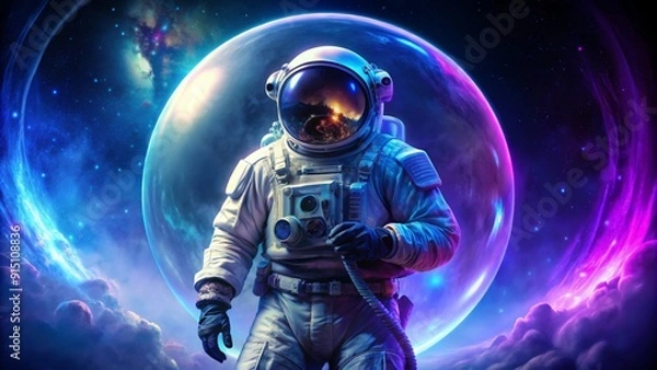Obraz Astronaut in a Cosmic Dream Digital Art, Space Exploration, Futuristic, Galaxy, Stars, Nebula