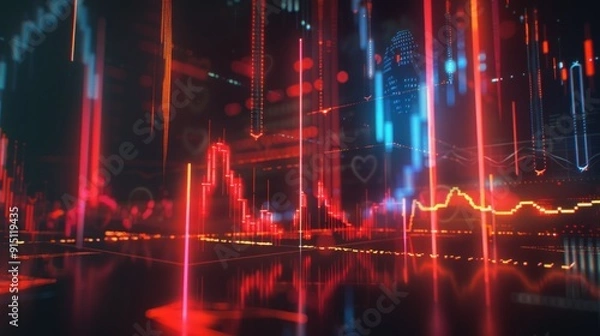 Fototapeta Abstract Digital Stock Market Data Visualization