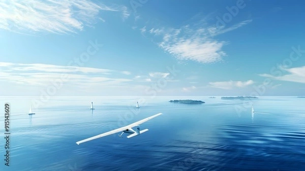 Fototapeta A glider soaring over the calm surface