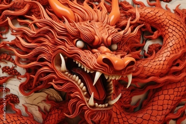 Obraz Chinese dragon red representation chinese dragon.