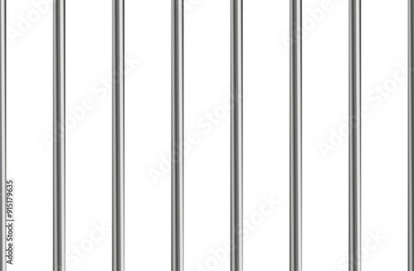 Obraz Illustration of realistic prison metal cell bars seamless pattern on transparent background