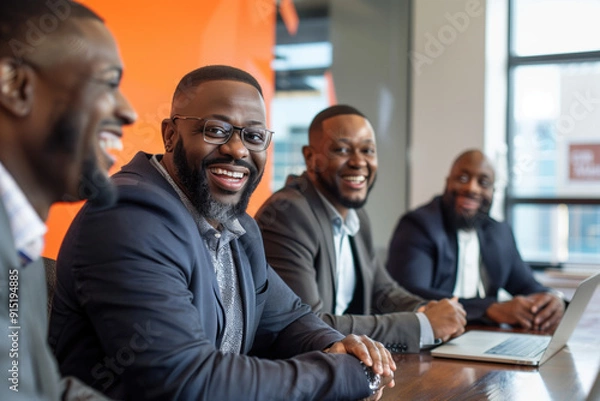 Obraz Group of Black businessmen in a conference meeting