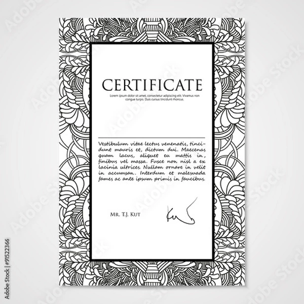 Obraz Graphic design template document with hand drawn doodle pattern.