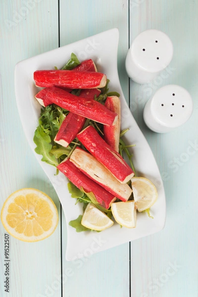 Obraz Crab sticks and rocket salad