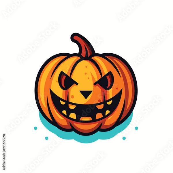 Obraz Illustrations of scary halloween pumpkin in witch hats. Design element for poster,card, banner, sign, emblem. Vector illustration