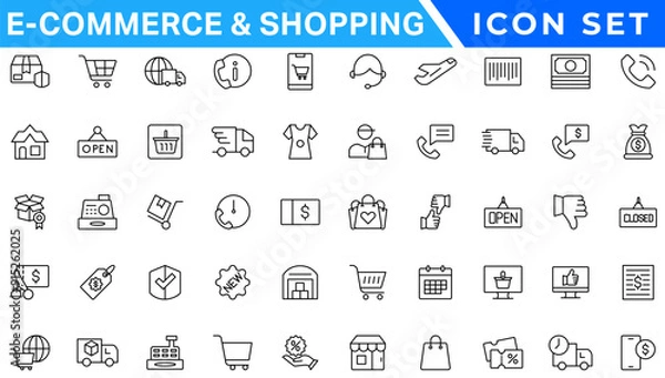 Fototapeta E-Commerce & Shopping thin line icons set. E-Commerce, Shop, Online Shopping Editable Stroke icons collection. Shoppind symbols set