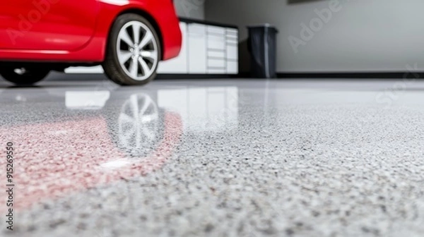 Fototapeta Flawless, polished garage floor with a durable, stain-resistant surface