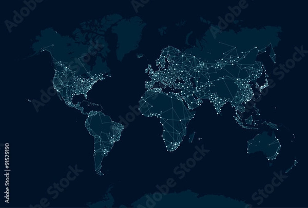 Fototapeta Mapa sieci komunikacyjnej świata