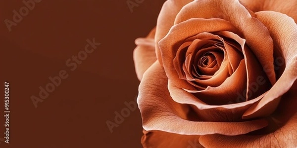 Fototapeta A detailed view of a single rose set against a warm, earthy tone