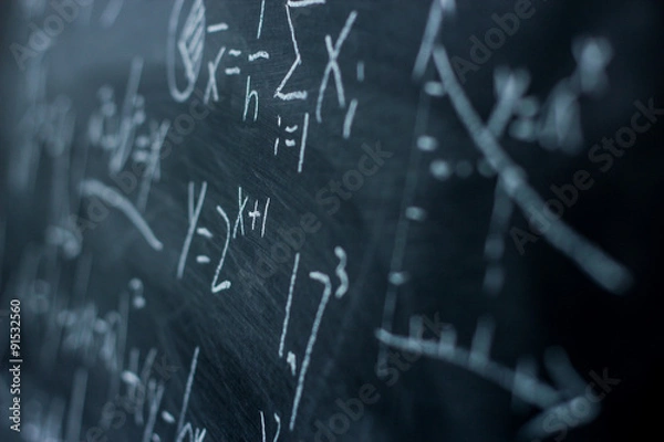 Fototapeta Maths formulas on chalkboard background