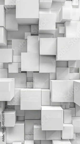 Fototapeta Abstract background of white cubes. Geometric 3D render with modern minimalist design.