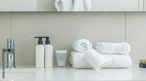 Obraz modern bathroom interior with bathroom. White Background. Stylish and Many things are used in lifestyle
