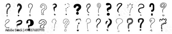 Fototapeta Question mark interrogation sign symbol query icons punctuation marks black asking vector illustration graphic scribble doodle sketches set