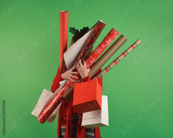 Obraz Woman Holding Wrapping Paper