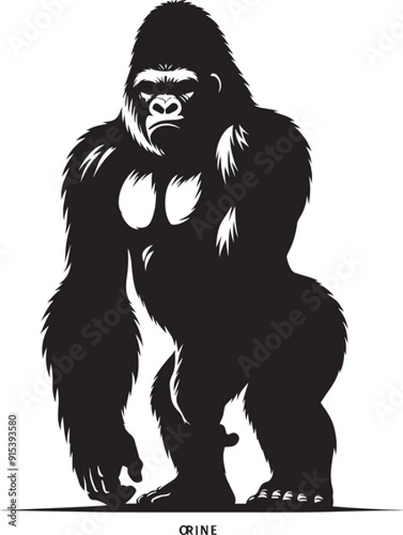 Obraz Gorilla Silhouette isolated on white background Minimalist gorilla vector shape