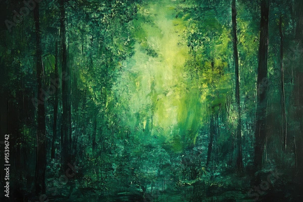 Fototapeta Deep green forest abstraction 